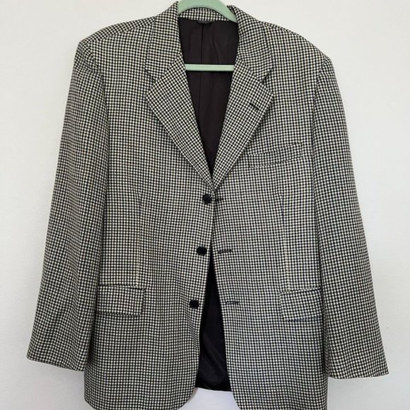 Vintage Oversized Blazer Boyfriend Fit Plaid Suit Jacket Green Navy Checked XL - Picture 2 of 14